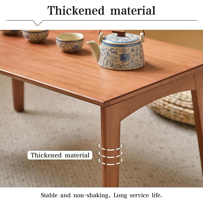 Japanese Floor Table No Assembly Required Bamboo Folding Walnut Coffee Table - Image 5