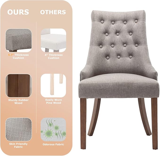 COLAMY Wingback Upholstered Dining Chairs Set of 6, Fabric Side Dining Room - Image 5