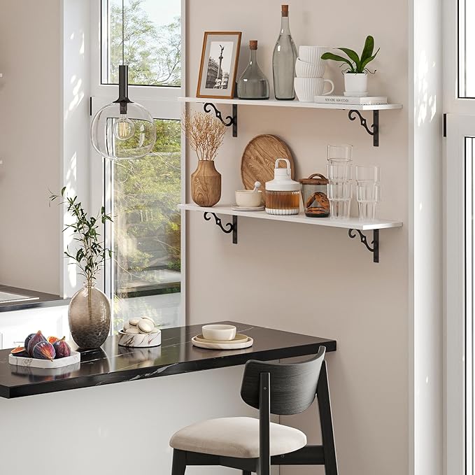 DINZI LVJ Long Wall Shelves, 31.5 Inch Large Floating Shelves Set of 2 - Image 2