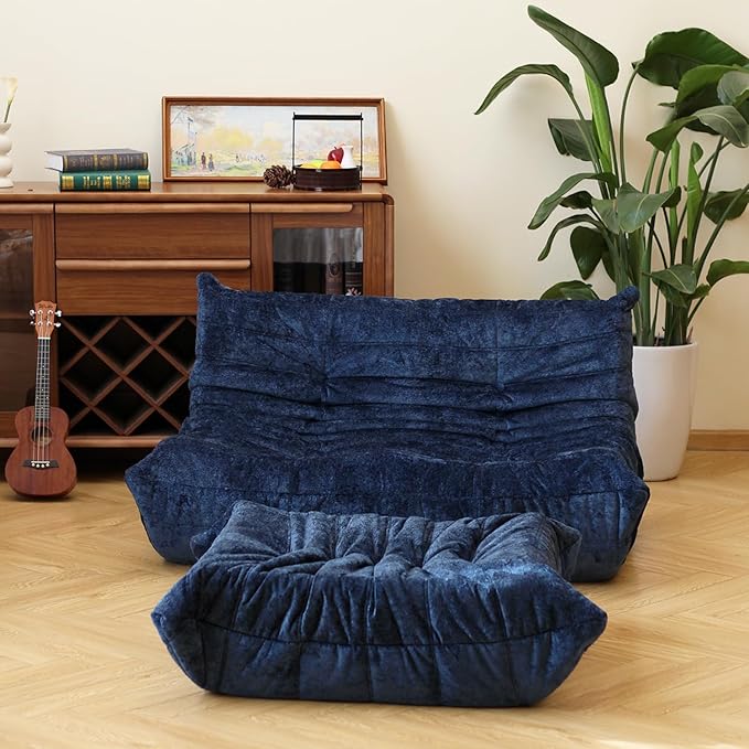 N&V Ottoman, Mid Century Armless Floor Sofa, Soft Premium Chenille Floor Lounge - Image 6