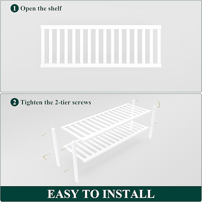 Smiry Shoe Rack, 2 Tier Long Bamboo Shoe Organizer, Stackable Free Standing - Image 6