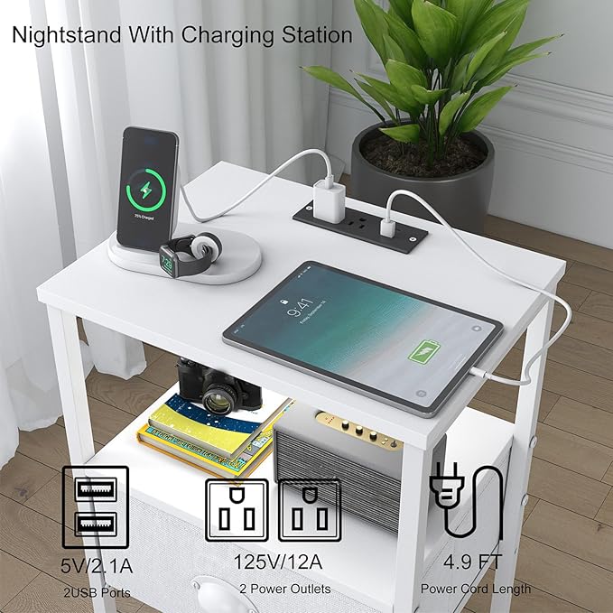 Sthmec Nightstands Set of 2, LED Bedside Tables - Image 4