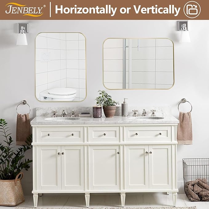 30x36 Inch Brushed Nickel Bathroom Mirror, Framed Rectangle Mirror - Image 7