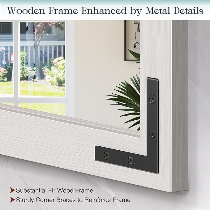 22x30 Inch Farmhouse Bathroom Mirror, Rectangle Wall Decorative Mirrors - Image 4