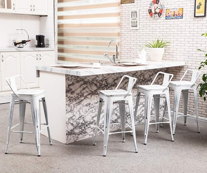Yongchuang Industrial Metal Barstools Set of 4 Counter Height Bar Stools - Image 7