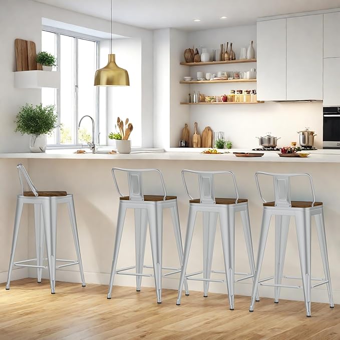 30 Inch Swivel Bar Stools Set of 4, Counter Height Bar Stools by Homvinax