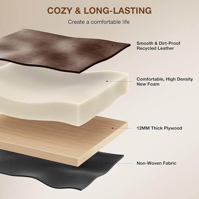 24-Inch Leather Bar Stools, Counter Height Barstools - Image 3