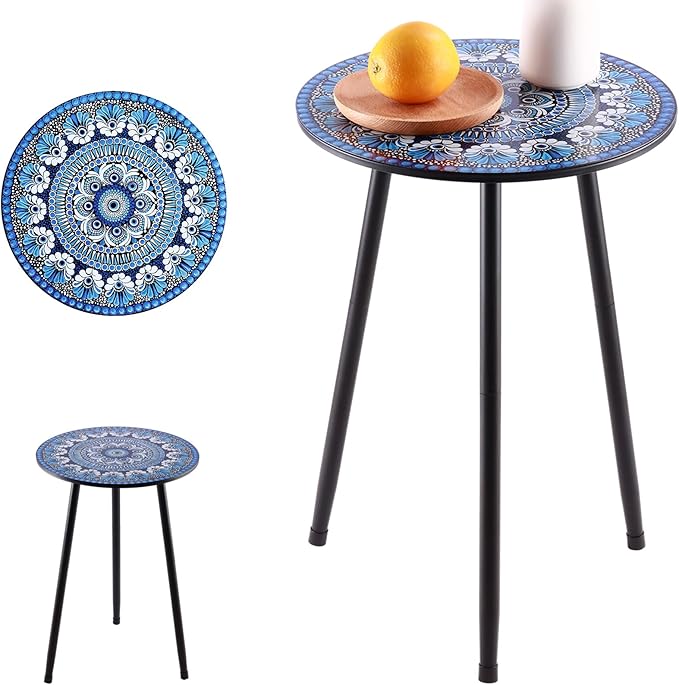 1 Pack Metal Mosaic Round Side Table 13.4" Small End Table - Image 9