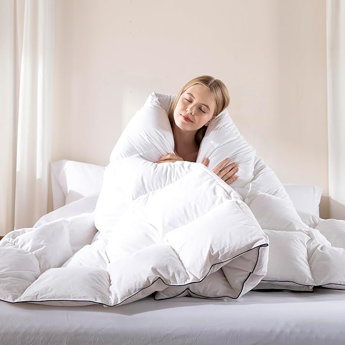 DOWNCOOL Feather Comforter Twin, All Season Luxurious Hotel Bed Comforter Twin - Image 9