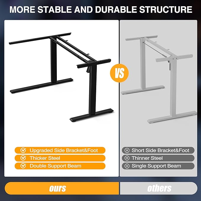 59 Inch L Shaped Standing Desk Adjustable Height, Gaming Electric Corner - Image 5