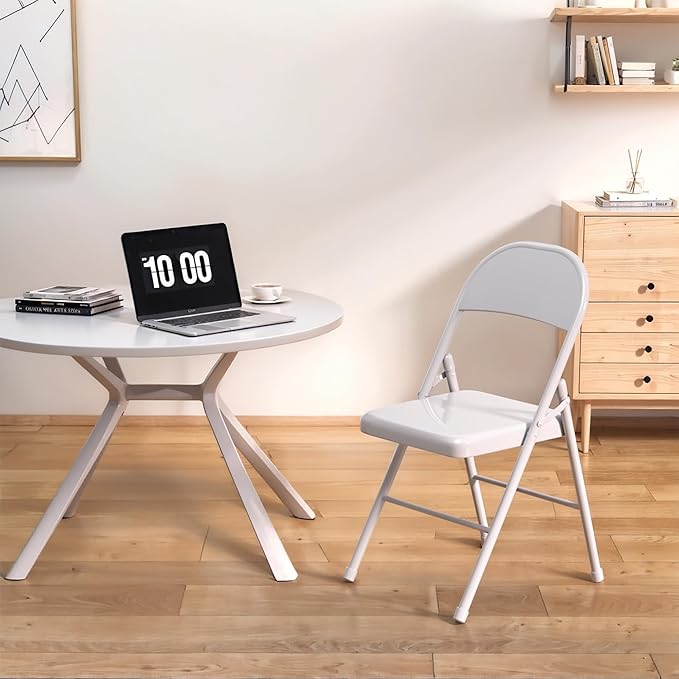 VECELO Metal Folding Chairs 4 Pack, Double Hinged Steel Frame Easy - Image 4