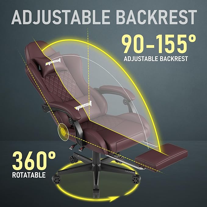 Gaming Chair Office Chair with Footrest, Height Adjustable, Ergonomic Computer - Image 5
