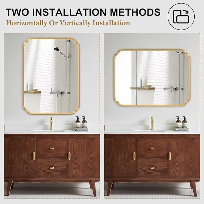 36 x 48 Inch Gold Bathroom Vanity Mirror - Image 7