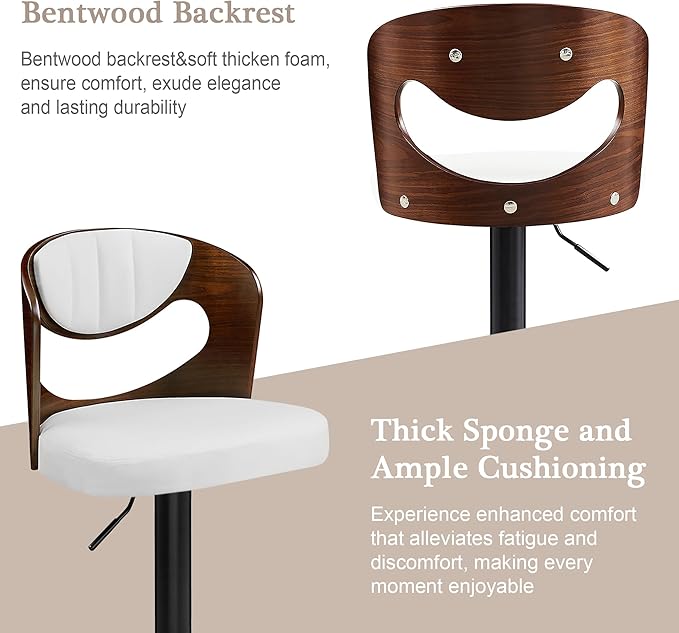 VECELO BarStools Set of 4, Kitchen Island Stools - Image 4