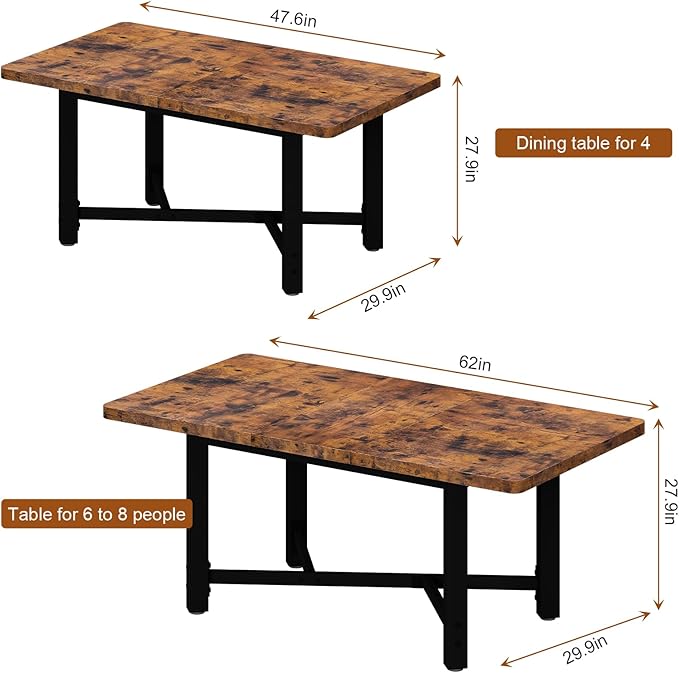 Dining Table for 4-6, 62“Extendable Round Kitchen Dining Room Table, Space - Image 8