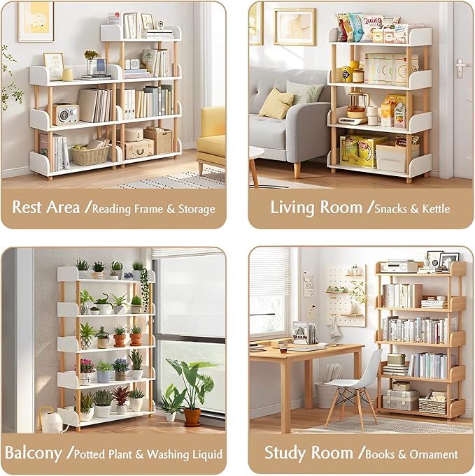 4-Tier Wooden Open Bookcase - Image 3