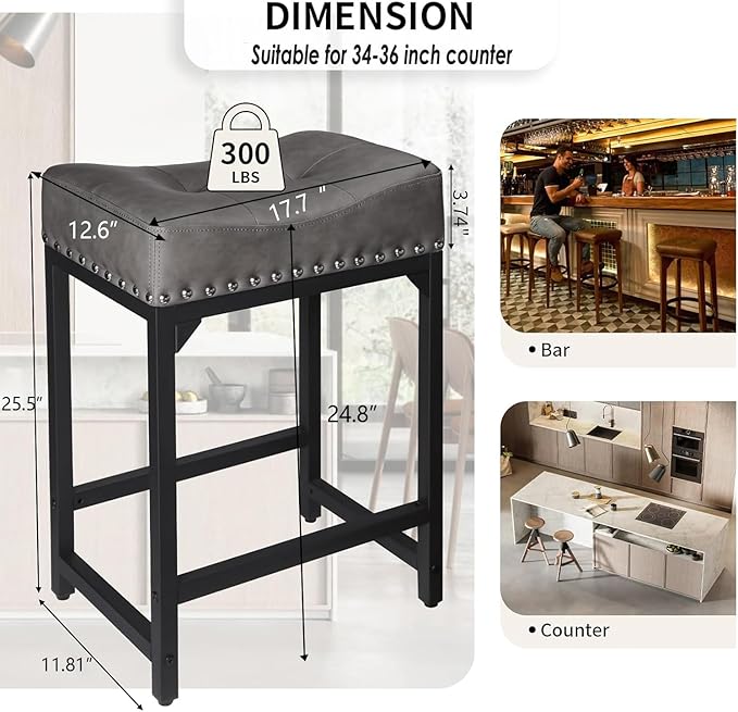 Counter Height Bar Stools Set of 2, Bar Stools - Image 3