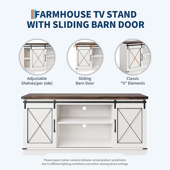 CABIHOME Farmhouse TV Stand and Entertainment Center - Image 5