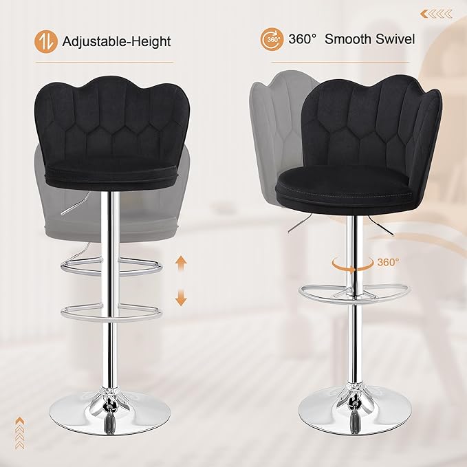 VECELO Bar Stools Set of 2, Adjustable Barstools - Image 4