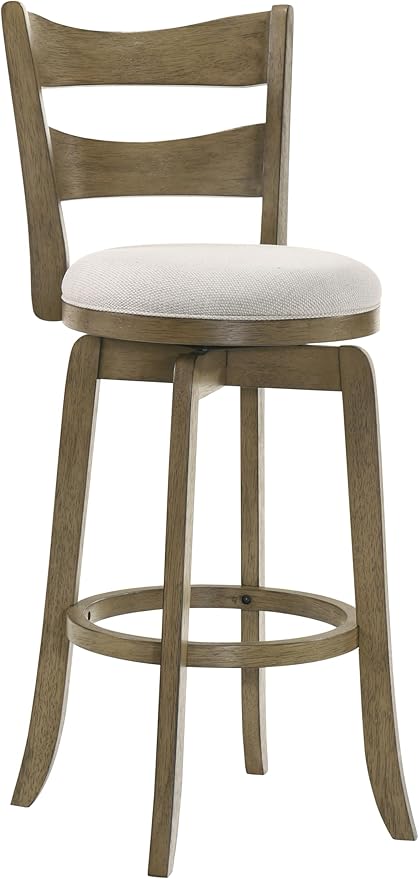 Armen Living Blair 30 in. Putty Brown Bar Height Rubberwood Swivel Barstool - Image 2