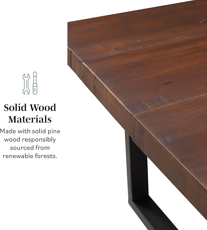 Walker Edison Durango Distressed Solid Wood Dining Table, 72 Inch - Image 4