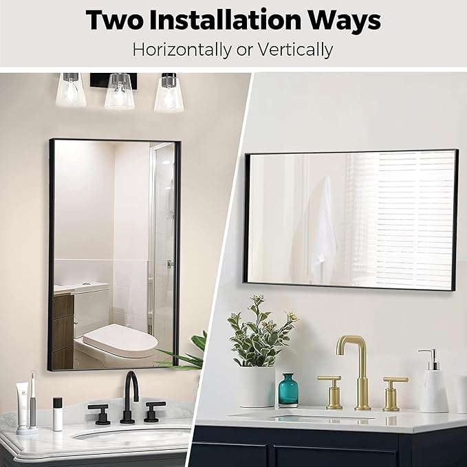 20x36 Inch Black Bathroom Mirror - Image 6