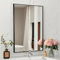 Matte Black Mirror, 24x36 Inch Aluminum Framed Rectangle Mirror, Tempered Glass by CLBA