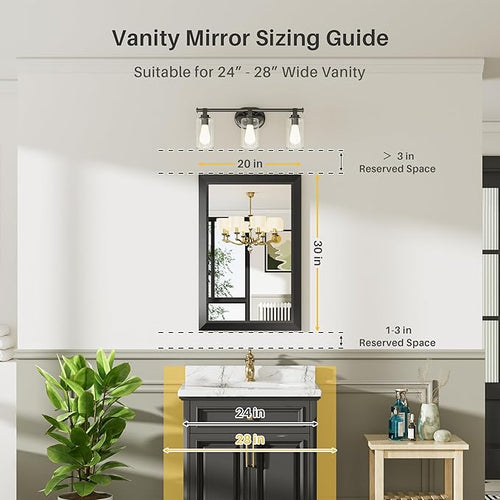 20x30 Inch Black Bathroom Mirror - Image 2