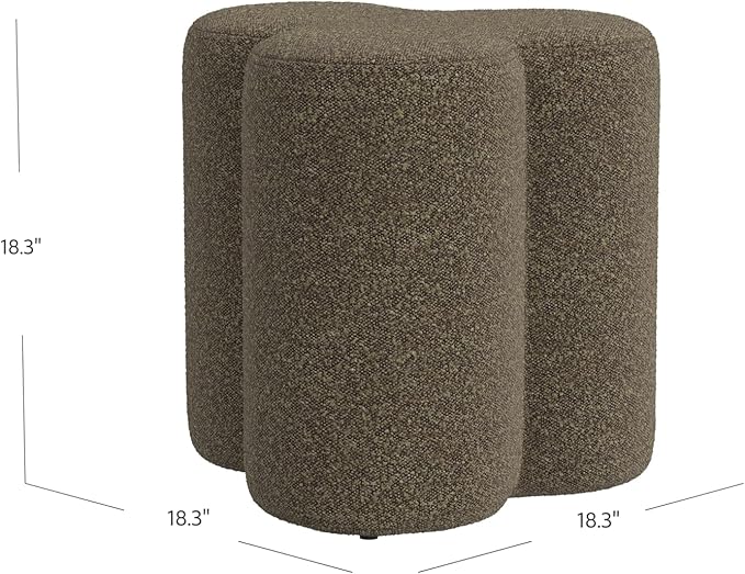 HomePop Upholstered Clover Shaped Ottoman Home Décor | Foot Rest Pouf – Dark - Image 3
