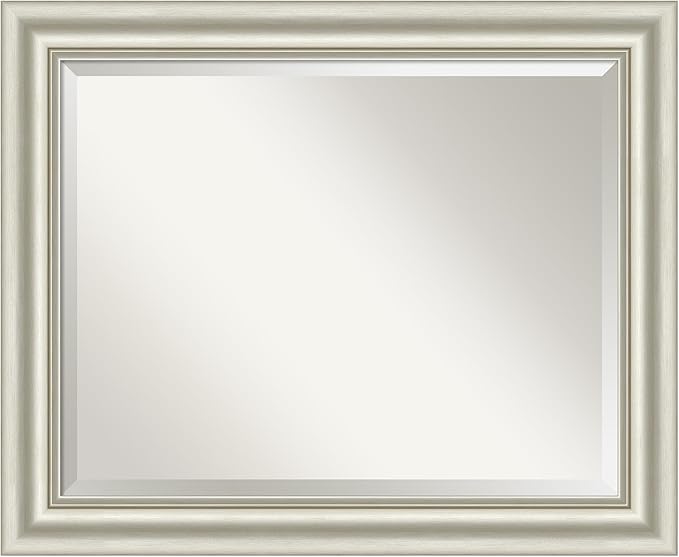 Amanti Art Bathroom Mirror for Over Sink, 28x34 Sophia Silver Rectangle Vanity by AmantiArt