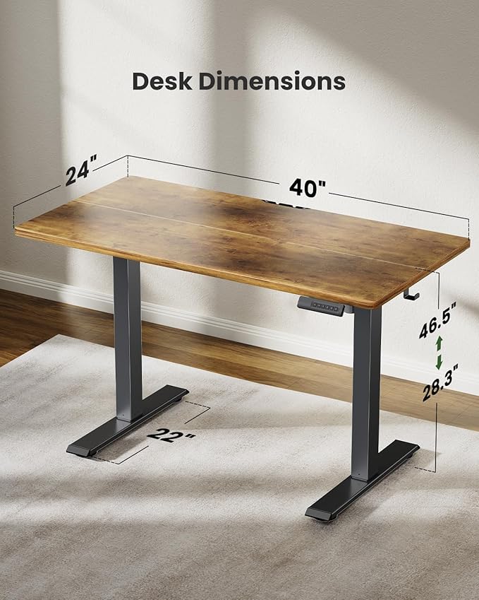 Marsail Electric Standing Desk, Adjustable Height Stand up Desk, 40 x 24 Inch - Image 6