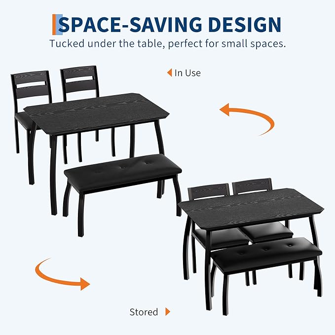 GAOMON Dining Table Set for 4, Wooden Kitchen Table - Image 3