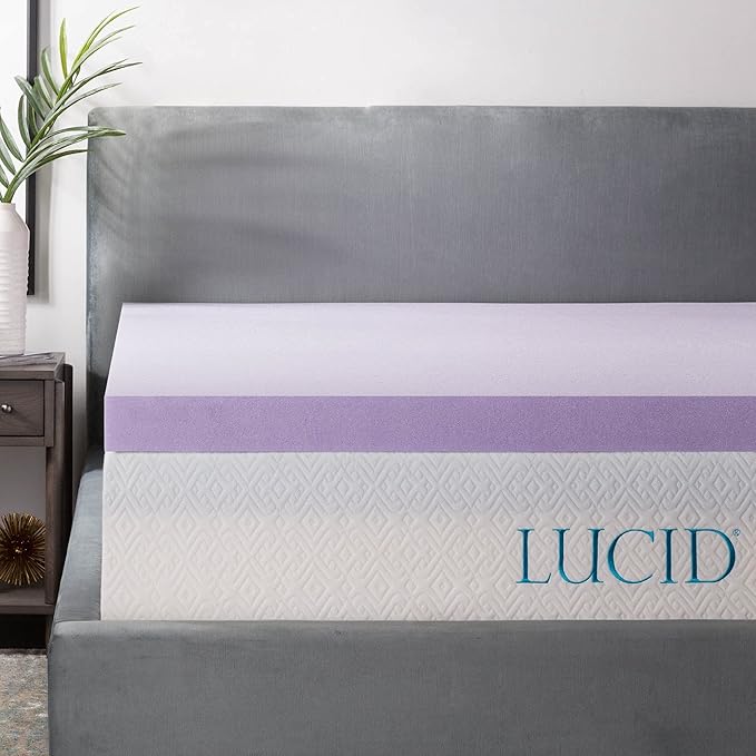 LUCID 3 Inch Lavender Infused Memory Foam Mattress Topper by Lucid