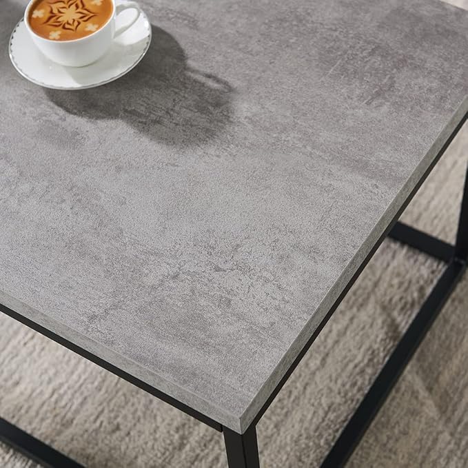 CENSI 30"x30" Square Concrete Accent Coffee Table Ottoman - Image 6