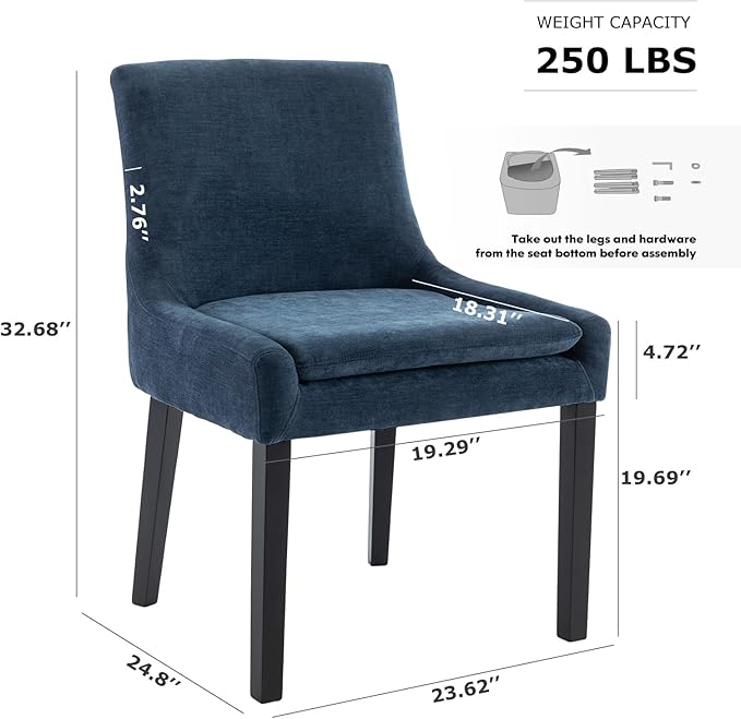COLAMY Modern Dining Chairs Set of 4, Upholstered Corduroy Accent Side Leisure - Image 3