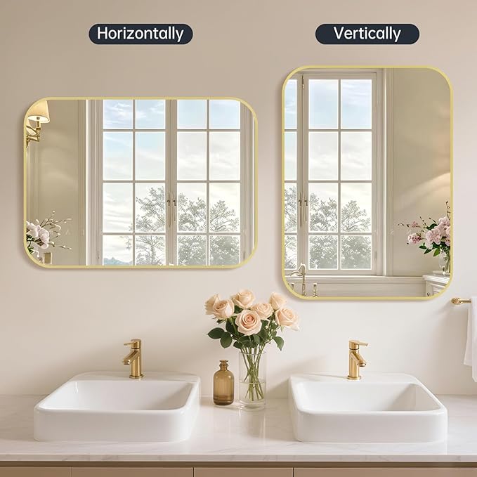 30x40 Inch Bathroom Mirror for Wall, Aluminum Alloy Framed Brushed Wall Mirror - Image 7