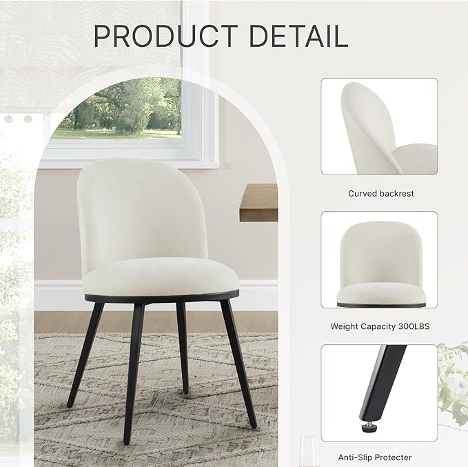 Dining Chairs Set of 6, Fabric Upholstered Dining Room Chairs - Image 5
