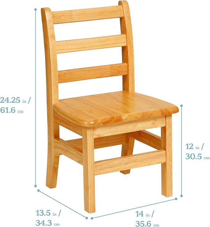 ECR4Kids 30in x 30in Square Hardwood Table and Chair Set, 12in Seat Height - Image 3