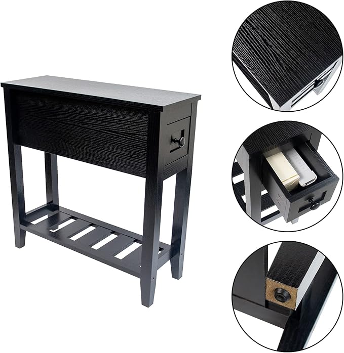 Narrow End Table, Slim Bed Side Table - Image 3