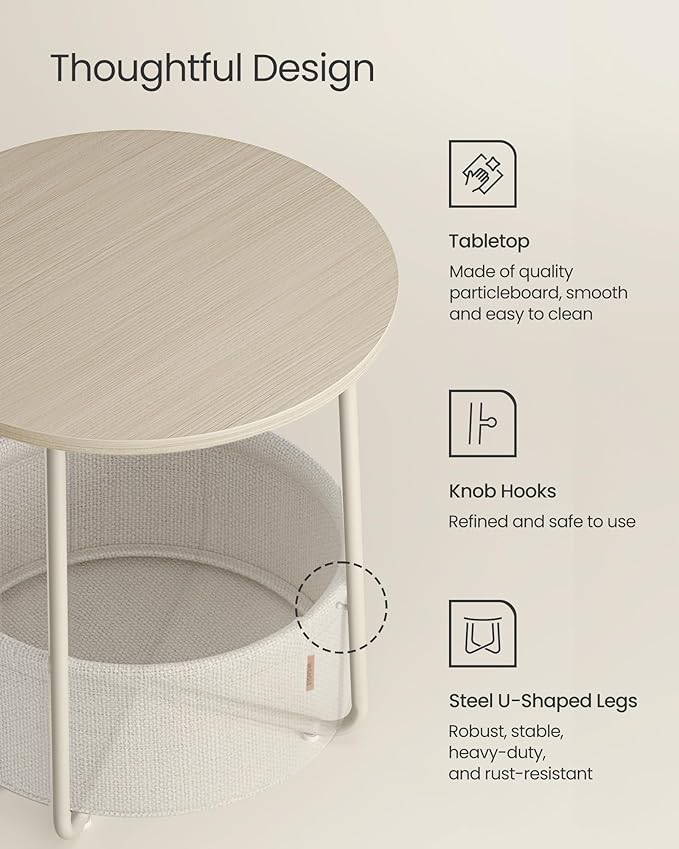 VASAGLE Small Round Side End Table, Modern Nightstand - Image 7
