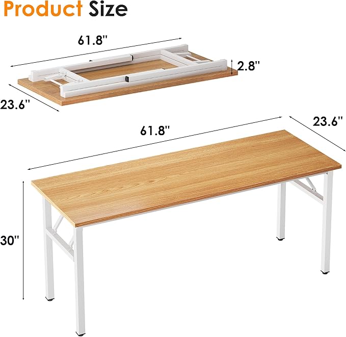 SDHYL 62 inches No Assembly Foldable Computer Desk - Image 3