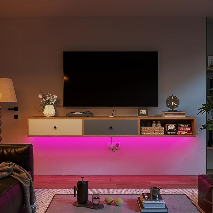 Modern Floating TV Stand with Doors, 47 Inch Wall Mounted TV Console, Floating - Image 6