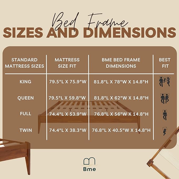 Bme Dinkee King Bed Frame Wood 15 Inch - Image 11