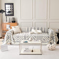STACYPIK Boho Gray White Cream Sofa Cover Reversible Triangle Geometric Couch by STACYPIK