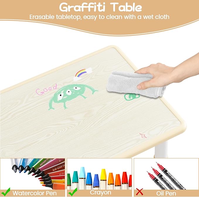 GarveeHome Kids Table and 6 Chairs Set, Height Adjustable Toddler Table and - Image 4
