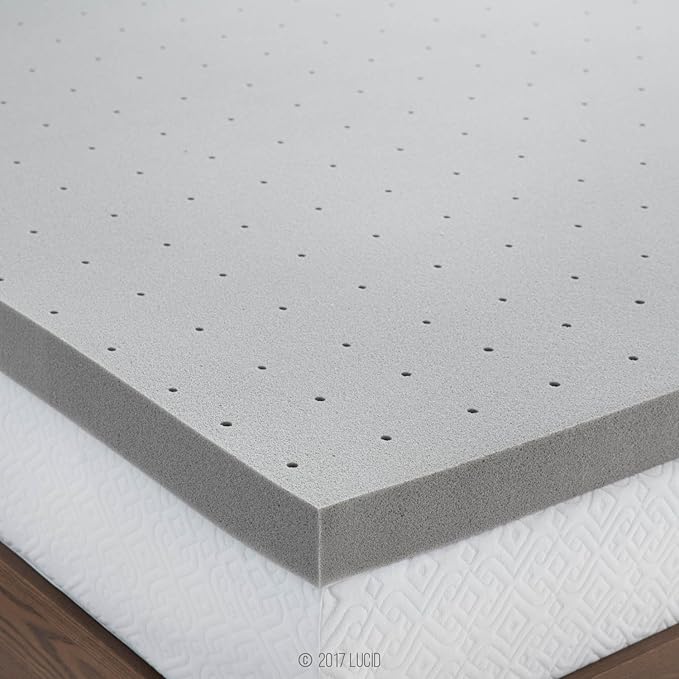 Lucid 3 Inch Ventilated Bamboo Charcoal Memory Foam Mattress Topper - Image 9