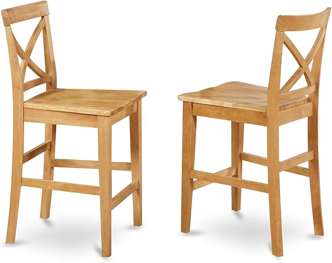 East West Furniture CAPU7H-OAK-W 7 Piece Kitchen Counter Height Dining Table - Image 4