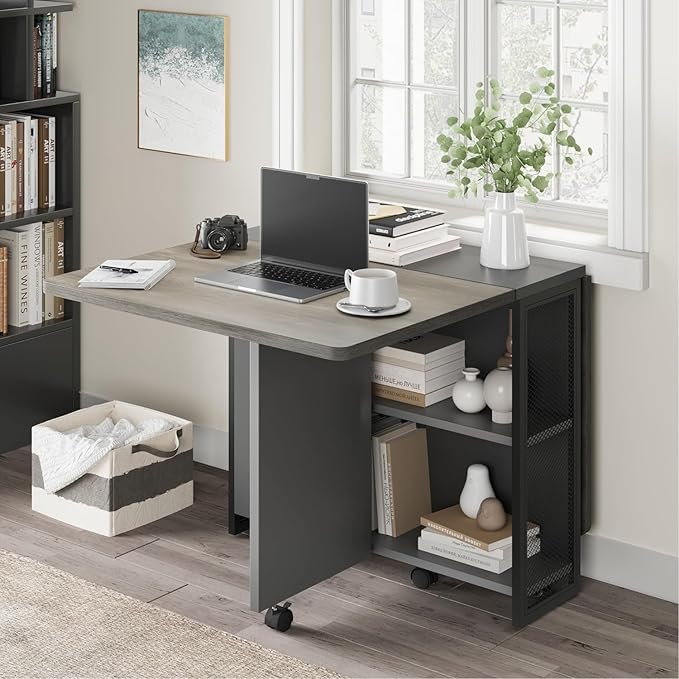 IDEALHOUSE Folding Dining Table, Drop Leaf Dining Table - Image 3
