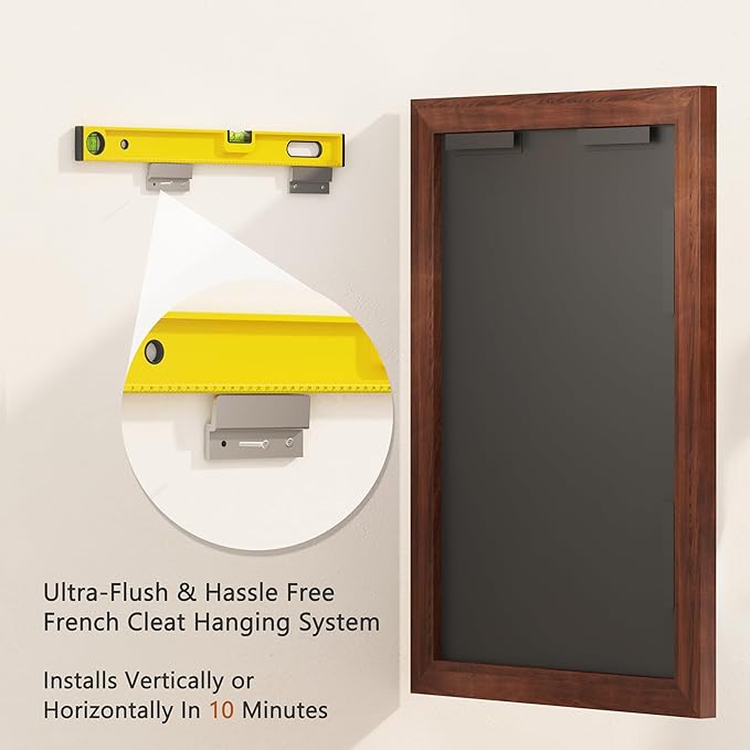 VocalStar Rustic Wood Framed Mirror 28 x 40 Inch, Natural Dark Brown Wooden - Image 5