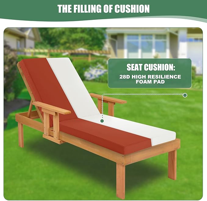 Chaise Lounge Cushions Outdoor Set of 2 - Image 3